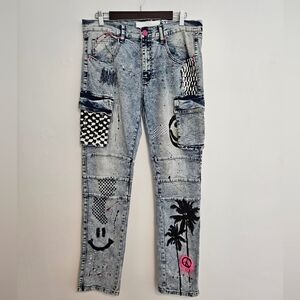 Maison Noir Paint Splatter And Graphic Jeans Size 34